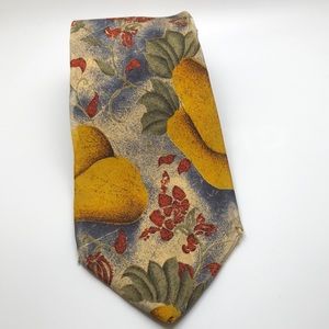 Gallieni 1889 Silk Tie Fruit, Floral pattern. Italy